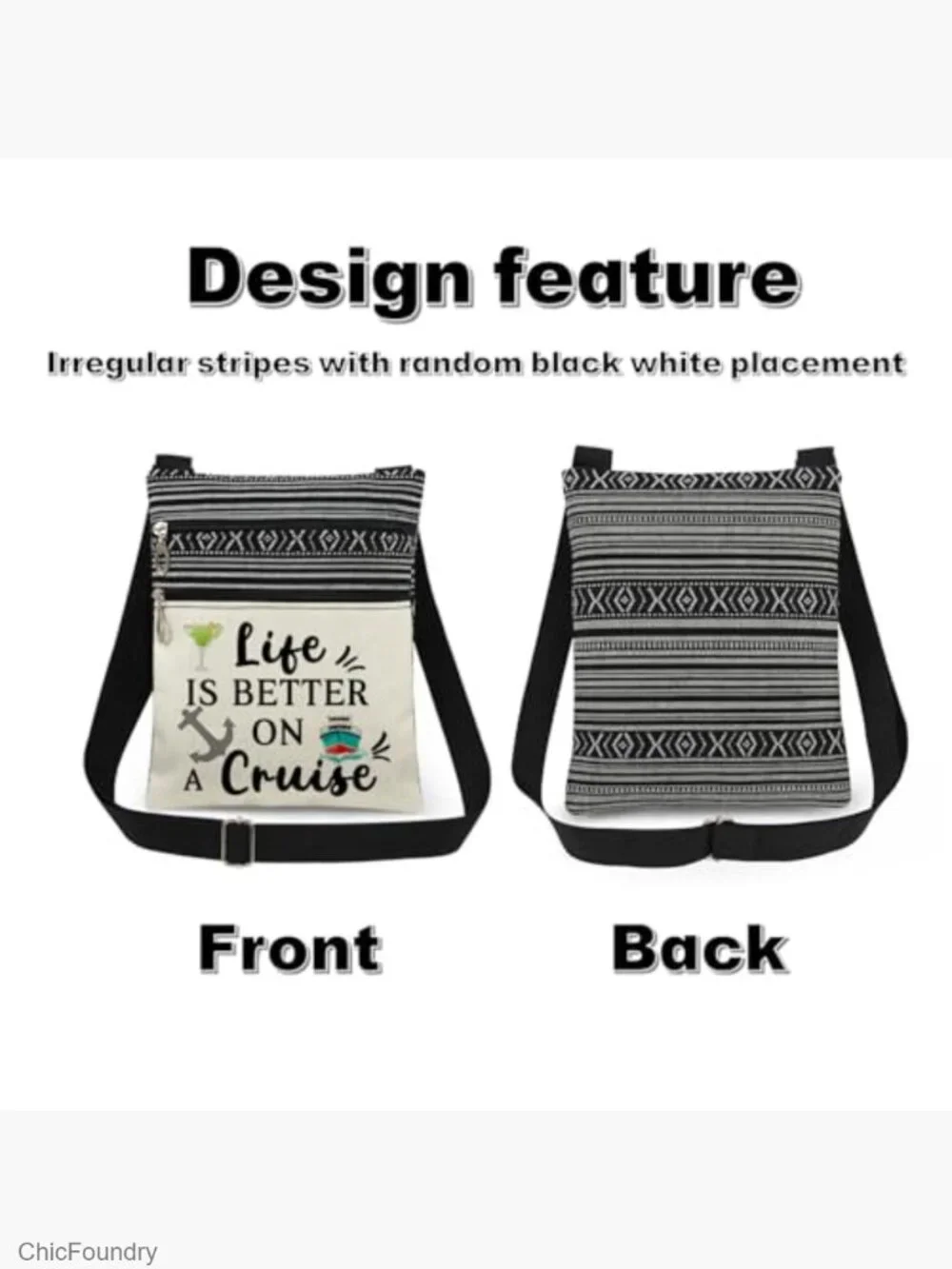 Crossbody Messenger Bag Adjustable Strap Cruise Print Travel Gift